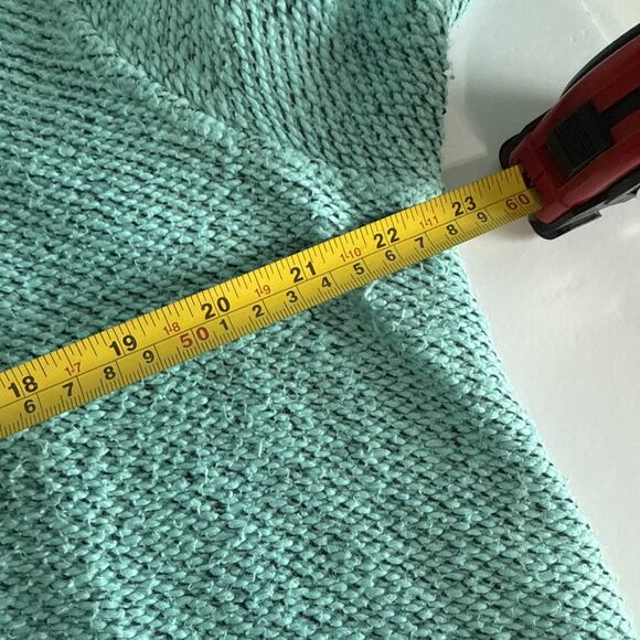 Soft Surroundings Turquoise Set Sail Pullover Sweater 4 Button chunky womens Med - Picture 6 of 7